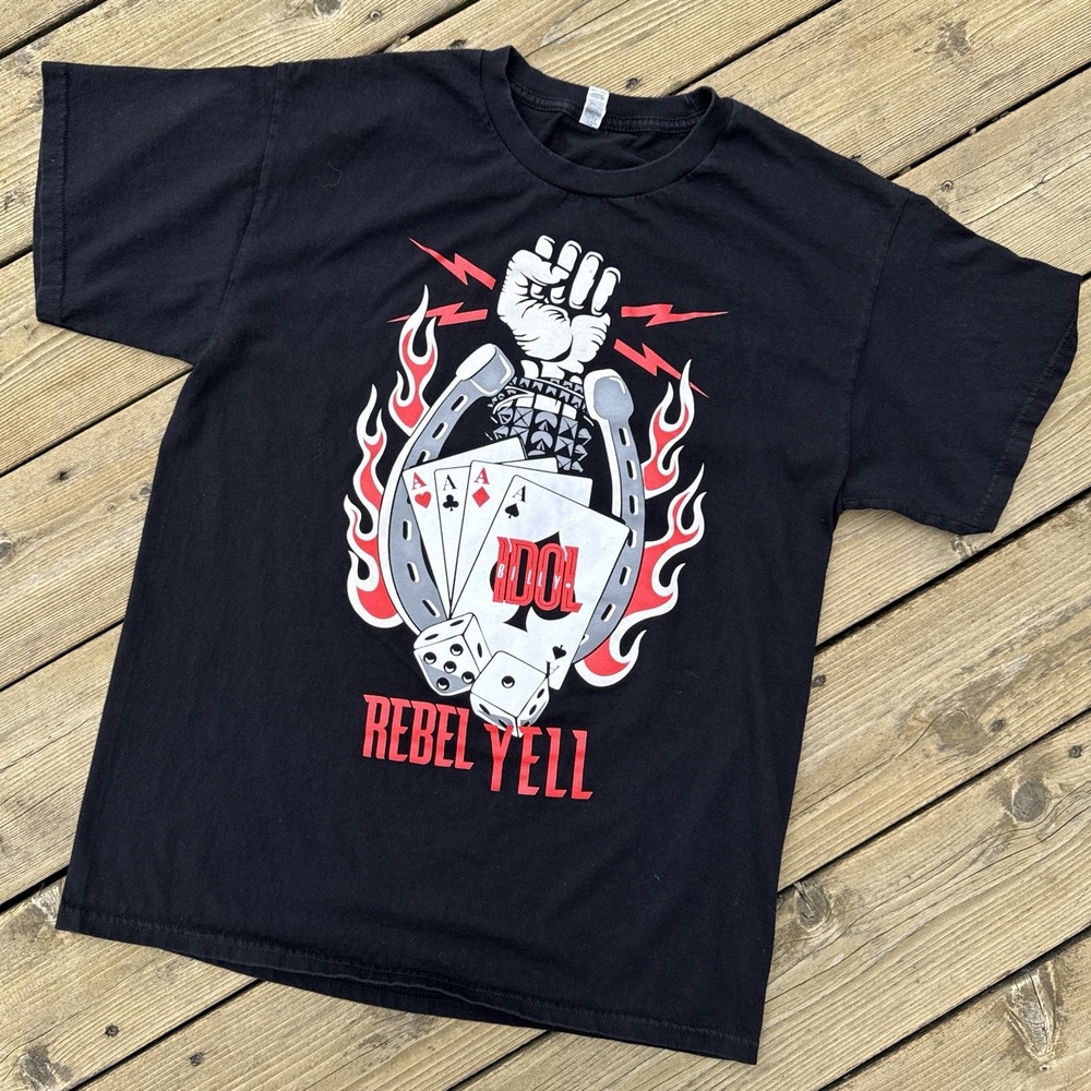 Billy Idol Rebel Yell T Shirt Rock Band Tee Black Graphic L AAA